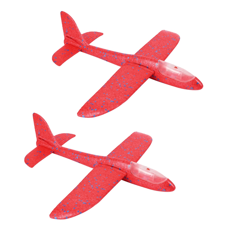 2X,48Cm Hand Throw Lighting Up Flying Glider Plane Glow In The Dark Toys Foam Airplane Model LED Flash Games Toys